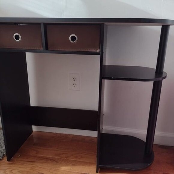 New Home Laptop Notebook Computer Desk/Table with 2 Drawer Bins,Black/Dark Brown - Picture 5 of 6